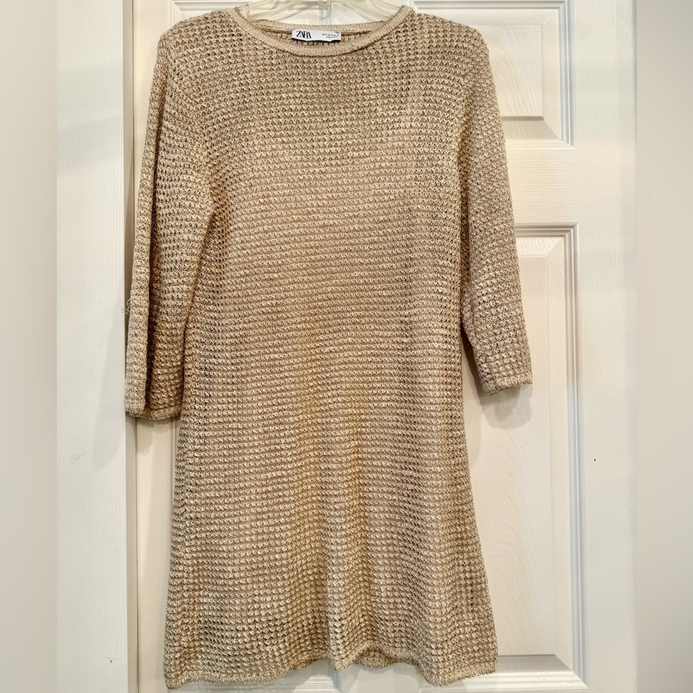Zara Beige Long Sleeve Knit Dress